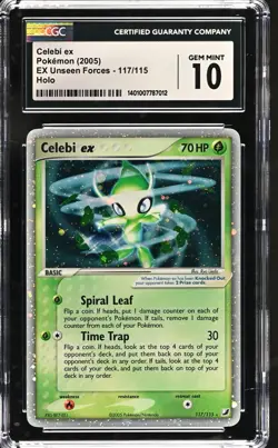 Pokemon Celebi ex EX Unseen Forces Holo Rare #117 CGC 10 Gem Mint - Image 1
