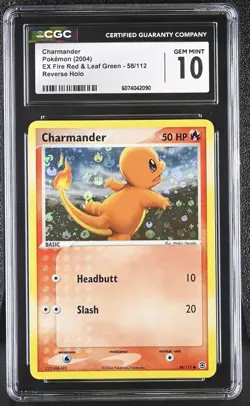 CGC 10 Charmander EX Fire Red & Leaf Green 58/112 Reverse Holo Pokemon Card - Image 1