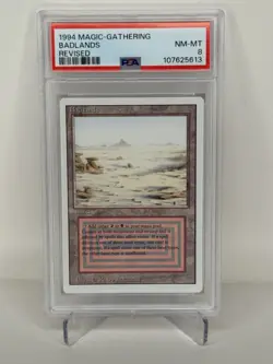 1994 Magic The Gathering Revised Dual Land BADLANDS PSA 8 #5613 - Image 1
