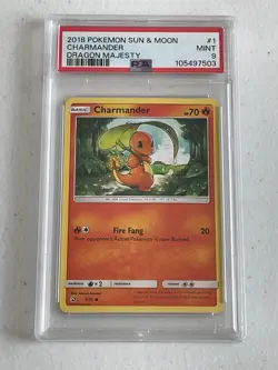 Charmander! PSA 9! MINT! 2018 Pokemon Sun & Moon Dragon Majesty #1 LOW POP=47 - Image 1