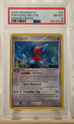 2005 Pokemon EX Unseen Forces Porygon2-Reverse Holo Foil #12 PSA NM-MT 8 - Image 1