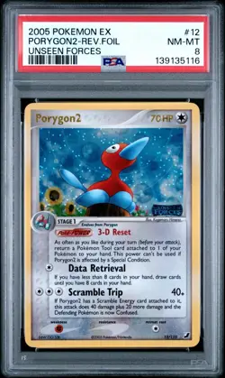 2005 Pokemon EX Unseen Forces Porygon2-Reverse Holo Foil #12 PSA NM-MT 8 - Image 3