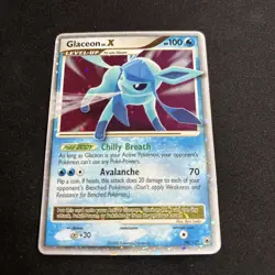 Pokemon Diamond & Pearl Majestic Dawn 98/100 Glaceon LV.X Holo Rare w/ SWIRL 💫 - Image 1