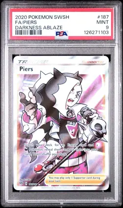 Pokemon Darkness Ablaze Rainbow Secret Rare FA 196 Rose Piers FA 187 PSA 9 Mint - Image 4