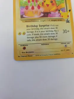 Birthday Pikachu #24 Holo Bleed 25th Anniversary Celebrations Pokemon Card NM-M - Image 5