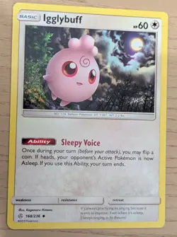 Igglybuff Cosmic Eclipse Set Pokemon TCG Card 168/236 Uncommon Mint Condition - Image 1