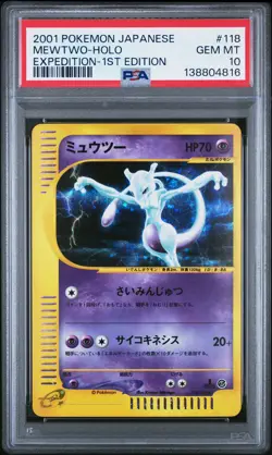 2001 POKEMON JPN EXPEDITION 1ST ED #118 MEWTWO-HOLO PSA 10 - Image 1