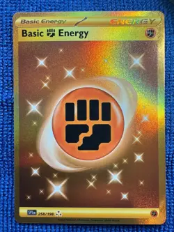Pokemon Basic Fighting Energy Scarlet Violet Gold Hyper Rare Card 258/198 Holo - Image 1