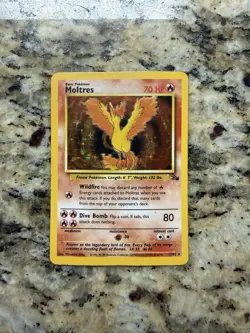 Moltres Holo Rare Fossil Base Set 1999 Pokemon Card 12/62 - Image 1