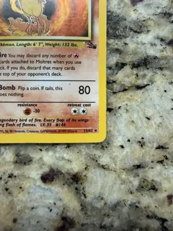 Moltres Holo Rare Fossil Base Set 1999 Pokemon Card 12/62 - Image 3