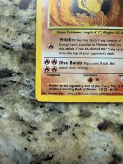 Moltres Holo Rare Fossil Base Set 1999 Pokemon Card 12/62 - Image 4