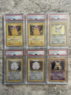 Lot Of 6 PSA Pokemon 1999 & 2000 Graded Pikachu Wigglytuff Chansey Alakazam Holo - Image 1