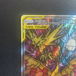 Pokemon Moltres & Zapdos & Articuno GX TAG TEAM Full Art SM210 Holo Card - Mint - Image 3