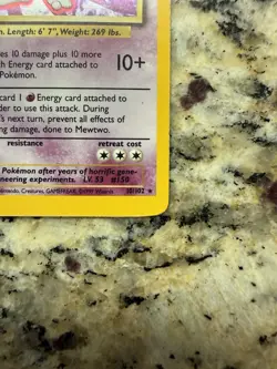 Pokemon TCG Base Set Mewtwo 10/102 Rare Holographic - Image 3