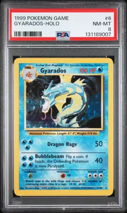 1999 POKEMON GAME #6 GYARADOS-HOLO PSA 8 - Image 1