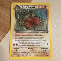 Pokemon Dark Dugtrio TCG 6/82 Rare Holo Card LP Team Rocket Swirl - Image 1