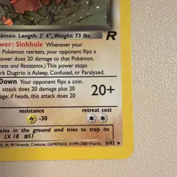 Pokemon Dark Dugtrio TCG 6/82 Rare Holo Card LP Team Rocket Swirl - Image 3