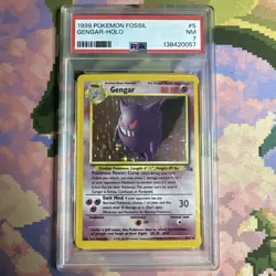 1999 Pokemon Gengar Fossil Holo Unlimited 5/62 NM PSA 7 - Image 1