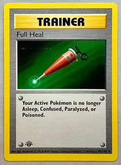 Pokemon 1st EDITION Shadowless Full Heal Trainer #82/102 Base Set - NM W/Damage - Image 1