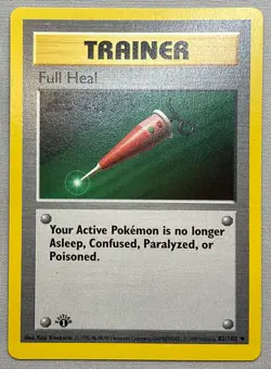 Pokemon 1st EDITION Shadowless Full Heal Trainer #82/102 Base Set - NM W/Damage - Image 3