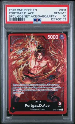 2023 ONE PIECE PROMOS SPECIAL GOODS SET -ACE/SABO/LUFFY- PORTGAS D. ACE PSA 10 - Image 1
