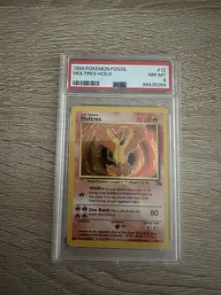 Pokemon Cards Moltres Fossil Holo PSA 8 Slab With Bonus Gift! - Image 1