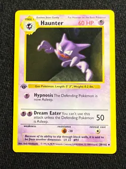 Haunter 29/102 - Pokemon Card - 1st Edition Shadowless 1999 - Uncommon - LP - Image 1