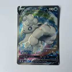 Alolan Vulpix V 173/195 Holo Ultra Rare Silver Tempest Pokemon TCG Card - Image 1