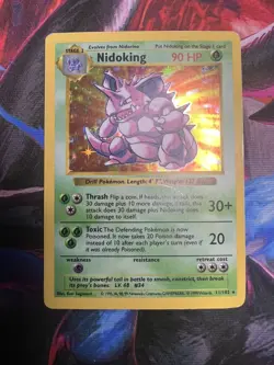 Nidoking 11/102 Holo Rare Base Set (Shadowless) Pokemon Card (HP) - Image 1