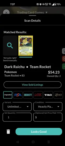 Pokemon TCG Dark Raichu 83/82 Team Rocket Secret Rare Holo Unlimited 70 HP - Image 3