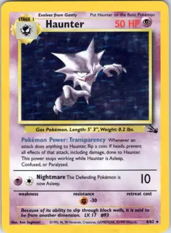 Pokemon TCG Haunter Fossil 6/62 Unlimited Holo Rare - Image 1