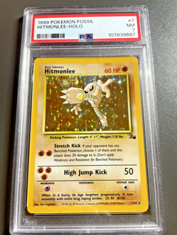 1999 Pokemon Fossil #7/62 Hitmonlee Holo Rare - PSA 7 NM - Image 1