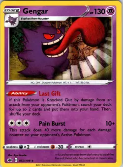 Gengar 057/198 SWSH06: Chilling Reign Pokemon TCG NM Holo - Image 1