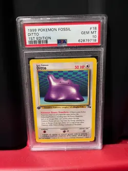 1999 Pokemon Fossil 1st Edition Ditto PSA 10 - Image 1