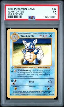Pokemon TCG Base Set Wartortle 42/102 1st Edition PSA 5 - Image 2
