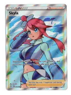 Skyla 072/072 Pokemon Shining Fates Holo Ultra Rare Full Art Supporter TCG - Image 1