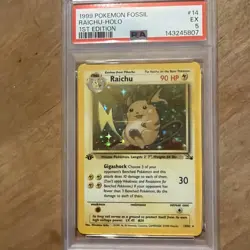 Pokemon TCG Raichu 14/62 Holo Fossil 1st Edition PSA 5 - Image 3