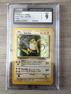 1999 Pokemon Raichu CGC 9 Mint Holo #14 Base Set - Image 1