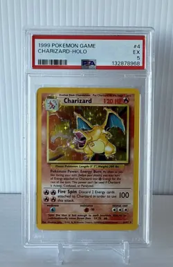 1999 Pokemon Game Charizard Holo #4 Base Set PSA 5 EX - Image 1