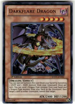 Yugioh Darkflare Dragon SDDC-EN002 Ultra Rare 1st Ed NM - Image 1