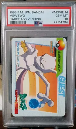 Pokemon Japanese Carddass Vending Movie 14 Mewtwo 1998 Card Bandai FA PSA 10 - Image 1