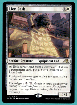 LION SASH KAMIGAWA: NEON DYNASTY RARE ARTIFACT EQUIPMENT CAT MTG 26 - Image 1
