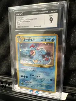 1999 Pokemon Japanese Feraligatr #160 Neo Premium File Holo Graded CGC 9 MINT - Image 1