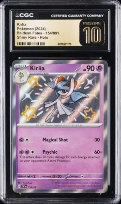 2024 POKEMON PAF EN-PALDEAN FATES SHINY RARE #154 KIRLIA CGC 10 PRISTINE - Image 1