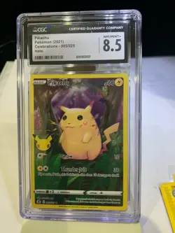 CGC 8.5 NM/Mint+ Pikachu Celebrations Full Art Holo 2021 Pokemon 005/025 - Image 1