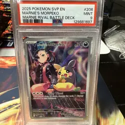 2025 POKEMON SVP EN-SV BLACK STAR PROMO #206 MARNIE'S MORPEKO PSA 9 - Image 1