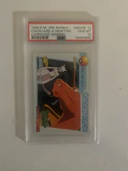 1998 PSA 10 Pokemon Japanese Bandai Charizard & Mewtwo Carddass Vending Movie 12 - Image 1