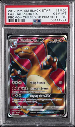 2017 POKEMON SM BLACK STAR PROMO #SM60 FULL ART/CHARIZARD GX PSA 10 - Image 1