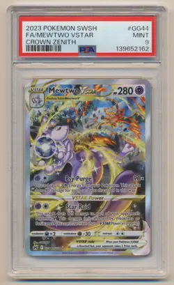 PSA 9 Pokemon Crown Zenith Full Art Mewtwo VStar GG44/GG70 MINT Condition! - Image 1