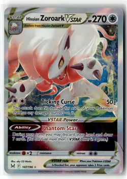Hisuian Zoroark VSTAR ⭐ 147/196 Holo Rare VSTAR Lost Origin 2022 Pokemon NM - Image 1
